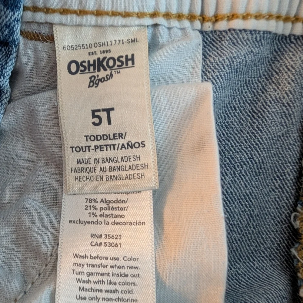 Oshkosh Girls Boys Denim Overalls for Kids Blue Cotton Size 5T